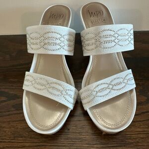 Women's White Impo Veanna Stretch Memory Foam Sandals Size 8